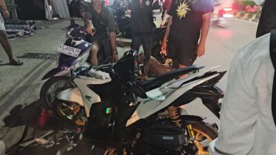 Dua Motor Tabrakan di Depan Alfamidi Jalan Yos Sudarso 4, Satu Pengendara Terseret 20 Meter