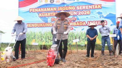 Polres Kutim Tanam Jagung Serentak Kuartal I 2026 di Bengalon, Dukung Swasembada Pangan Nasional